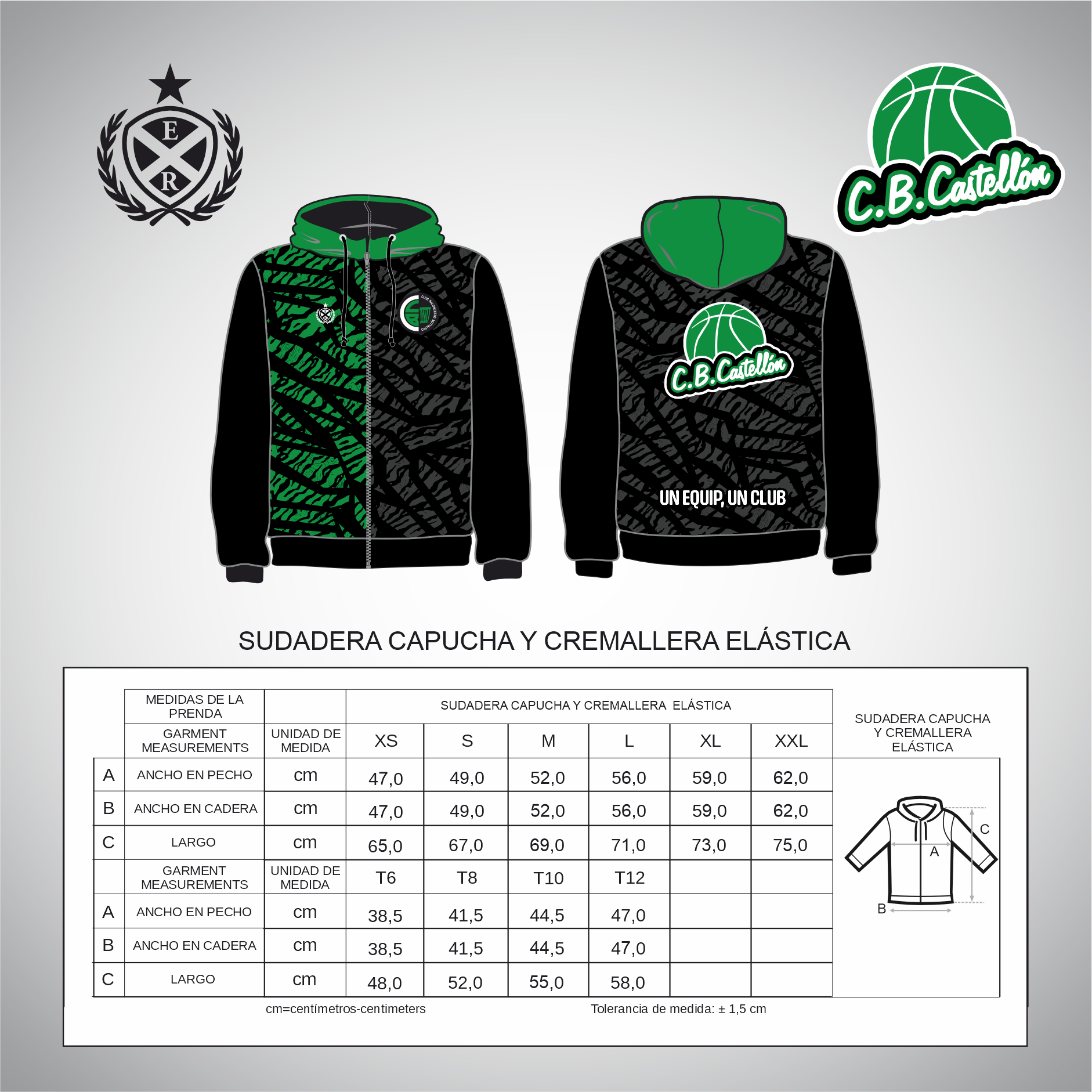 CATALOGO WEB CBC 2026-27 - SUDADERA CAPUCHA Y CREMALLERA ELASTICA - Imagen 2